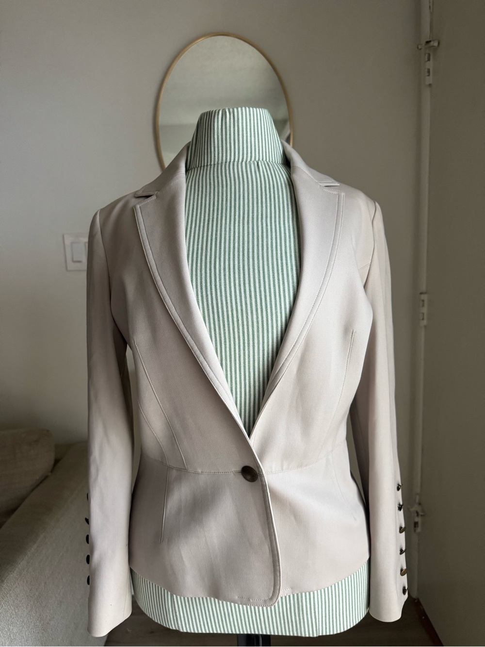Givenchy Cream Structured Single Button Blazer Jacket FR 36 US 4